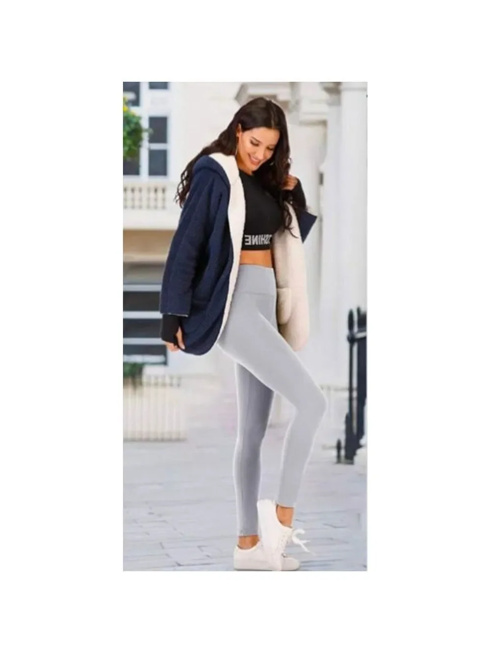 Women's Heathyoga Leggings, Size Large Grey